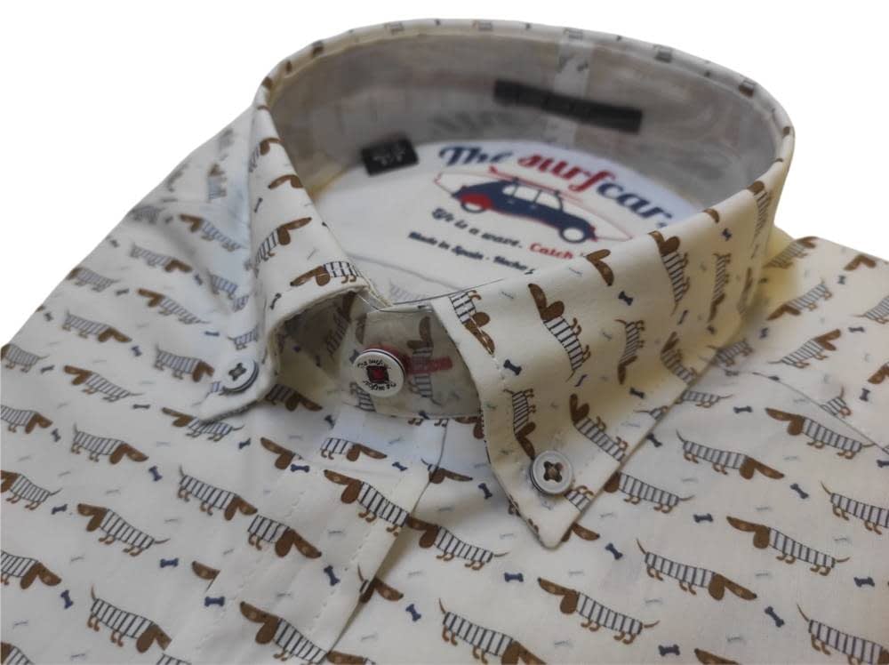 Camisa blanca con estampado de perros salchicha marineros · The Surf | infinityjavea · Relojería y Moda Hombre en Jávea/Xàbia