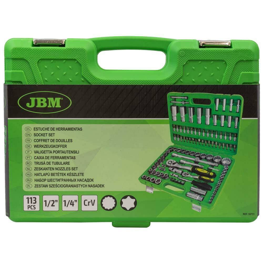 JBM 53731 - Estuche de herramientas de 113 piezas vasos de 12 cantos