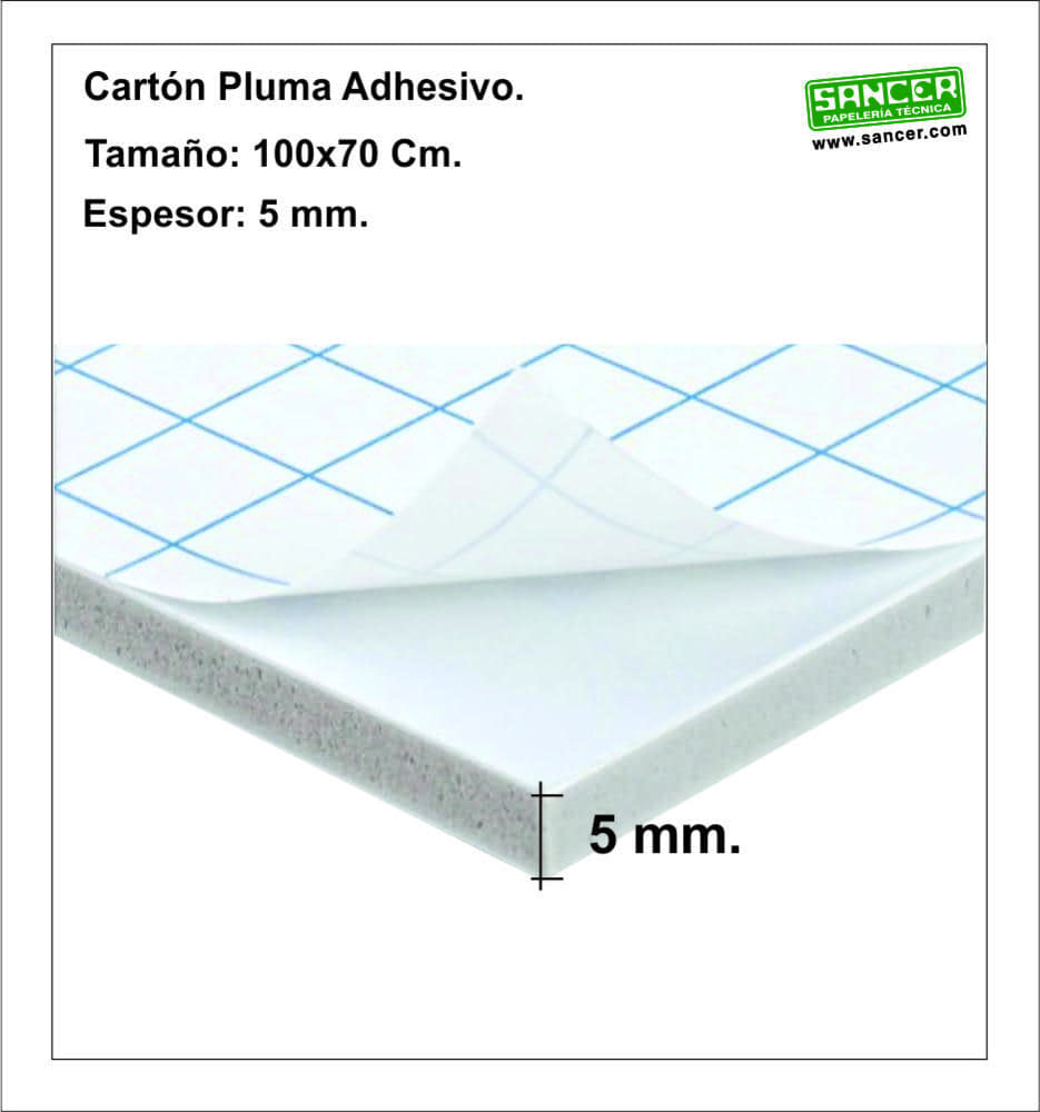 Cartón Pluma Adhesivo 100x70 5mm. | Sancer Papelería Técnica
