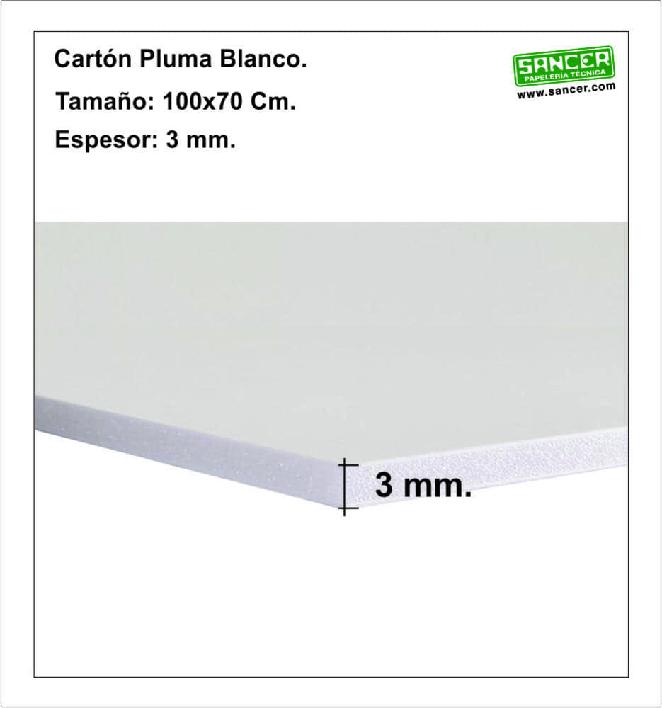 Cartón pluma blanco 3 mm 100x70 - 10 unds.