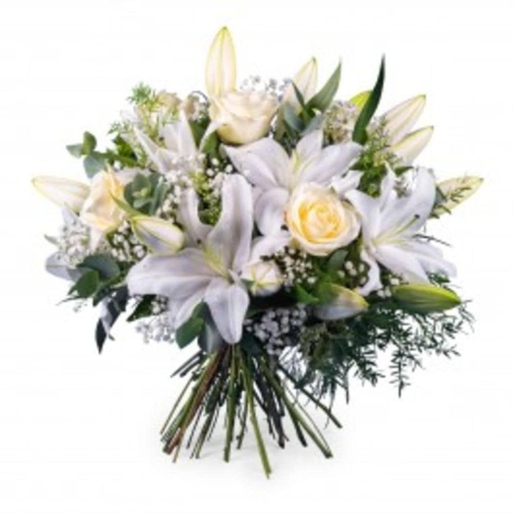 Ramo lilium y rosas blanco | Flores Linacero